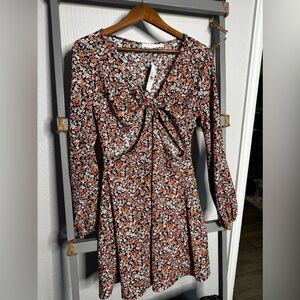 Lush Floral Dress | Long Sleeve + Cut Outs NWT